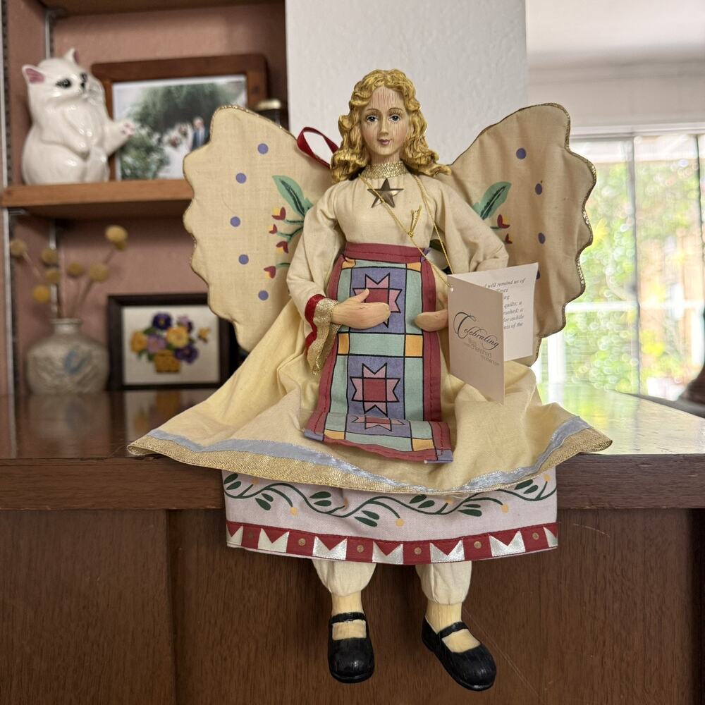 House of Lloyd Folk Angel 13" Shelf Sitter Doll #220150 Primitive Resin Cloth